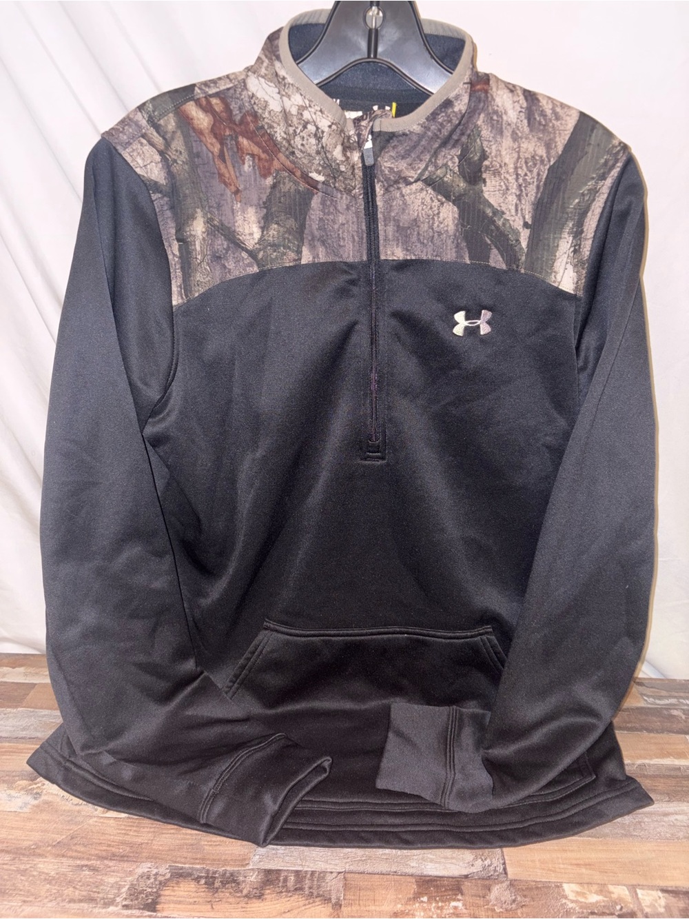 Under Armour Black Half-Zip Pullover with Camo Yoke